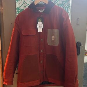 Caterpillar Men's Red and Tan Shirt Jacket